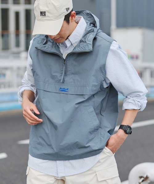 JACK PURCELL（ジャックパーセル）の「CONVERSE JACK PURCELL/コンバース ジャック パーセル ポイントロゴ刺繍 2WAYアノラックパーカー 2025SS（パーカー・メンズ・ブルー/オフホワイト/ブラック・L/M）」の18枚目の写真