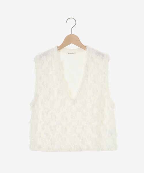 le.coeur blanc(ルクールブラン)の「《手洗い可能》フリンジ編みVネックベスト(ベスト・レディース・オフホワイト/ライトグレー・38)」の3枚目の写真