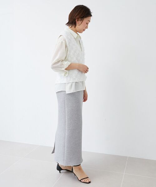 le.coeur blanc(ルクールブラン)の「《手洗い可能》フリンジ編みVネックベスト(ベスト・レディース・オフホワイト/ライトグレー・38)」の8枚目の写真