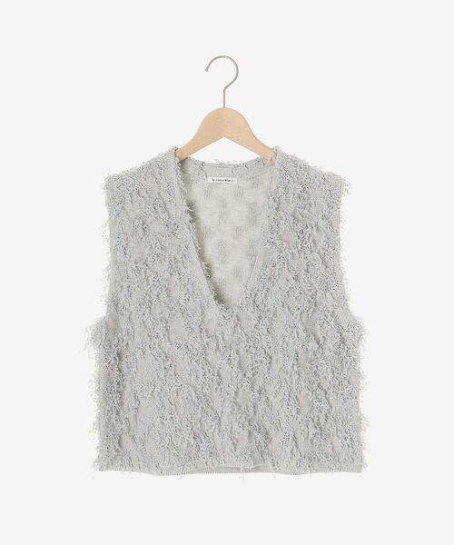 le.coeur blanc(ルクールブラン)の「《手洗い可能》フリンジ編みVネックベスト(ベスト・レディース・オフホワイト/ライトグレー・38)」の12枚目の写真