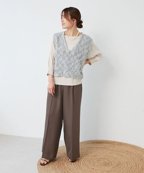 le.coeur blanc(ルクールブラン)の「《手洗い可能》フリンジ編みVネックベスト(ベスト・レディース・オフホワイト/ライトグレー・38)」の18枚目の写真