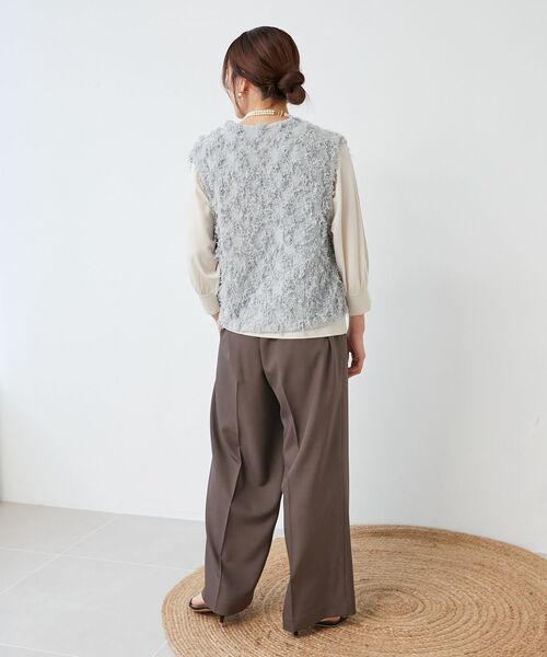 le.coeur blanc(ルクールブラン)の「《手洗い可能》フリンジ編みVネックベスト(ベスト・レディース・オフホワイト/ライトグレー・38)」の19枚目の写真