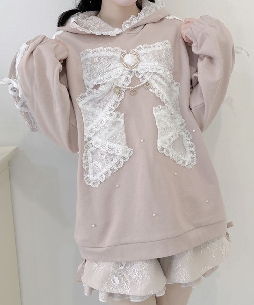 ROJITA（ロジータ）の「リボンデザイン裏毛スウェットミニワンピース（スウェット・レディース・ピンク/ブラック/ホワイト・FREE）」の3枚目の写真