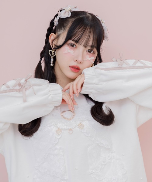 セール】リボンデザイン裏毛スウェットミニワンピース（スウェット