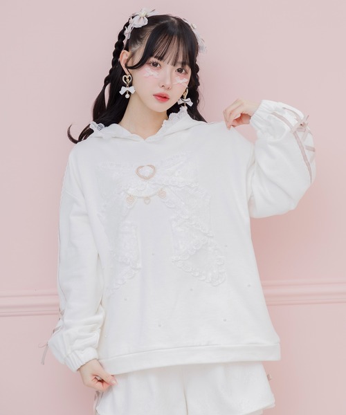 ROJITA（ロジータ）の「リボンデザイン裏毛スウェットミニワンピース（スウェット・レディース・ピンク/ブラック/ホワイト・FREE）」の12枚目の写真