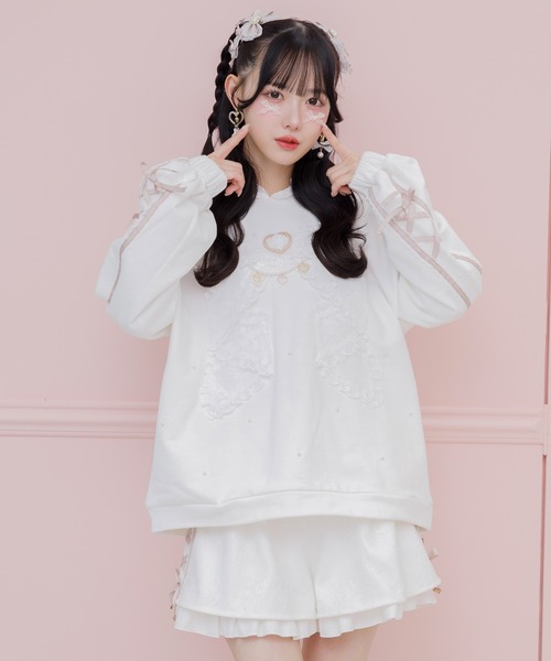 ROJITA（ロジータ）の「リボンデザイン裏毛スウェットミニワンピース（スウェット・レディース・ピンク/ブラック/ホワイト・FREE）」の6枚目の写真