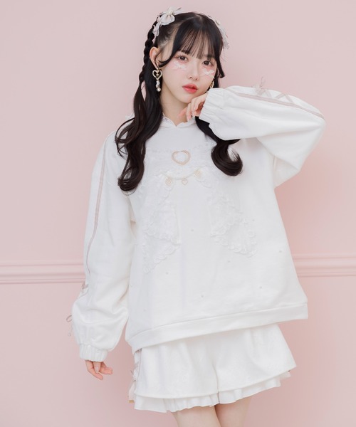 ROJITA（ロジータ）の「リボンデザイン裏毛スウェットミニワンピース（スウェット・レディース・ピンク/ブラック/ホワイト・FREE）」の8枚目の写真