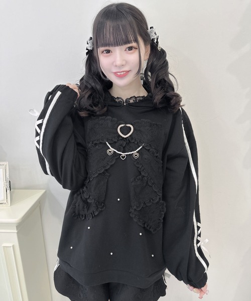 ROJITA（ロジータ）の「リボンデザイン裏毛スウェットミニワンピース（スウェット・レディース・ピンク/ブラック/ホワイト・FREE）」の16枚目の写真