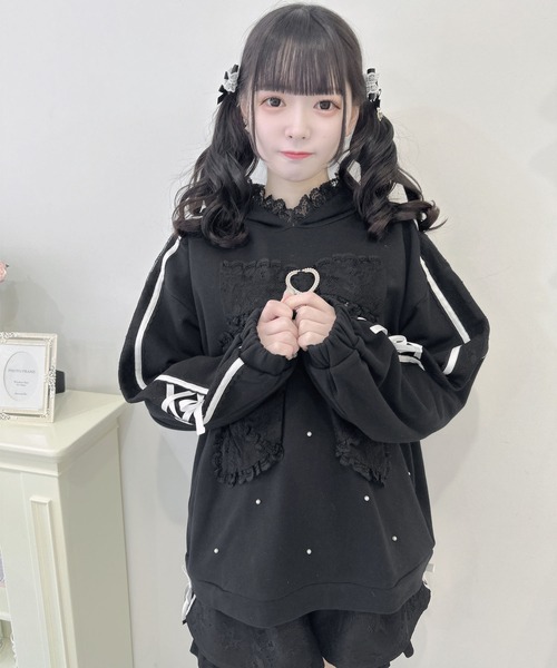 ROJITA（ロジータ）の「リボンデザイン裏毛スウェットミニワンピース（スウェット・レディース・ピンク/ブラック/ホワイト・FREE）」の17枚目の写真