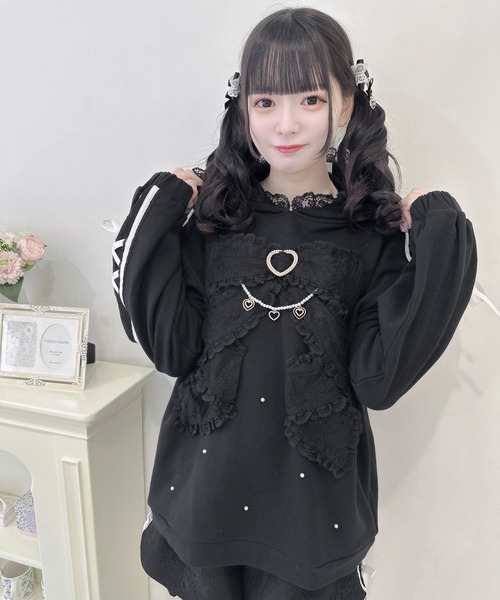 ROJITA（ロジータ）の「リボンデザイン裏毛スウェットミニワンピース（スウェット・レディース・ピンク/ブラック/ホワイト・FREE）」の18枚目の写真