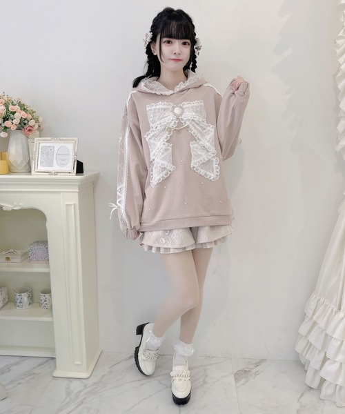 ROJITA リボンデザイン 裏毛 スエット ミニワンピース セール】リボンデザイン裏毛スウェットミニワンピース（スウェット