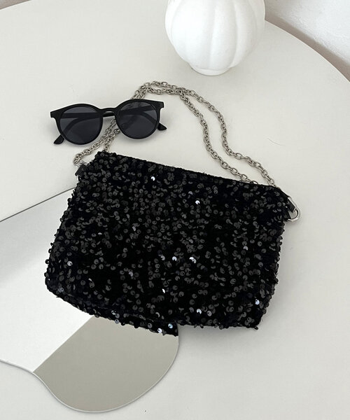 prose verse（プロズヴェール）の「スパンコールチェーンショルダーバッグ（ショルダーバッグ・レディース・シルバー/ブラック・FREE）」の2枚目の写真