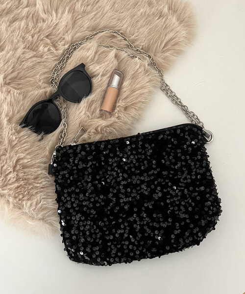 prose verse（プロズヴェール）の「スパンコールチェーンショルダーバッグ（ショルダーバッグ・レディース・シルバー/ブラック・FREE）」の5枚目の写真