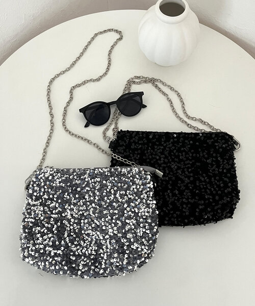 prose verse（プロズヴェール）の「スパンコールチェーンショルダーバッグ（ショルダーバッグ・レディース・シルバー/ブラック・FREE）」の8枚目の写真