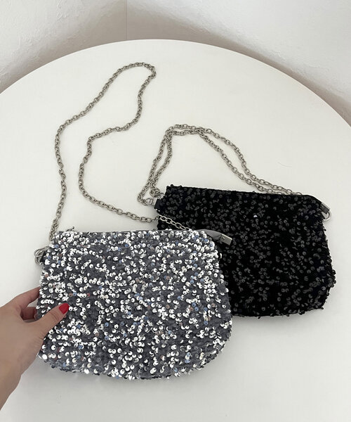 prose verse（プロズヴェール）の「スパンコールチェーンショルダーバッグ（ショルダーバッグ・レディース・シルバー/ブラック・FREE）」の9枚目の写真