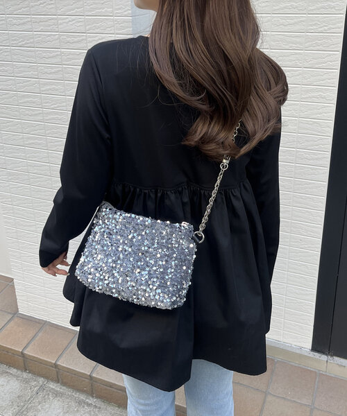 prose verse（プロズヴェール）の「スパンコールチェーンショルダーバッグ（ショルダーバッグ・レディース・シルバー/ブラック・FREE）」の13枚目の写真