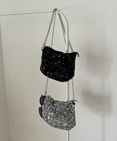prose verse（プロズヴェール）の「スパンコールチェーンショルダーバッグ（ショルダーバッグ・レディース・シルバー/ブラック・FREE）」の20枚目の写真
