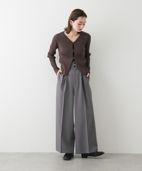 SENSE OF PLACE by URBAN RESEARCH（センスオブプレイスバイアーバンリサーチ）の「サイドタックコンパクトリブカーディガン（カーディガン/ボレロ・レディース・レッド/ブラウン/アイボリー・ONE）」の9枚目の写真