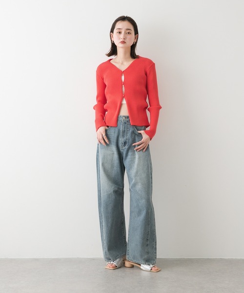 SENSE OF PLACE by URBAN RESEARCH（センスオブプレイスバイアーバンリサーチ）の「サイドタックコンパクトリブカーディガン（カーディガン/ボレロ・レディース・レッド/ブラウン/アイボリー・ONE）」の14枚目の写真