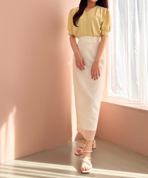 MISCH MASCH(ミッシュマッシュ)の「ZOZO限定 パール釦パフスリーブブラウス(シャツ/ブラウス・レディース・ネイビー/イエロー/アイボリー・フリ-)」の7枚目の写真