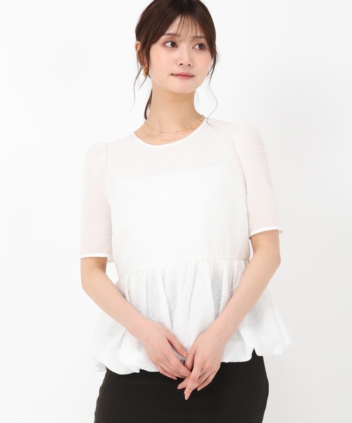 MISCH MASCH(ミッシュマッシュ)の「バルーンペプラムブラウス(シャツ/ブラウス・レディース・ホワイト/ブラック/ブルー・フリ-)」の11枚目の写真