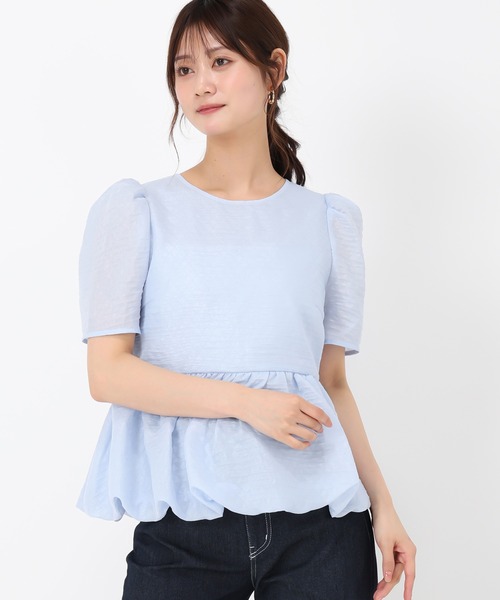 MISCH MASCH(ミッシュマッシュ)の「バルーンペプラムブラウス(シャツ/ブラウス・レディース・ホワイト/ブラック/ブルー・フリ-)」の9枚目の写真