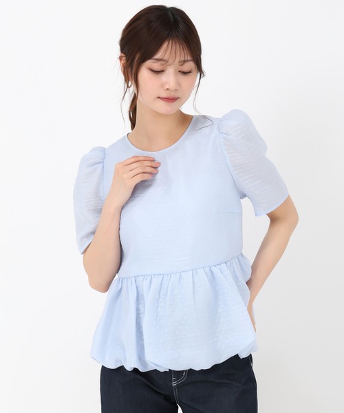 MISCH MASCH(ミッシュマッシュ)の「バルーンペプラムブラウス(シャツ/ブラウス・レディース・ホワイト/ブラック/ブルー・フリ-)」の10枚目の写真