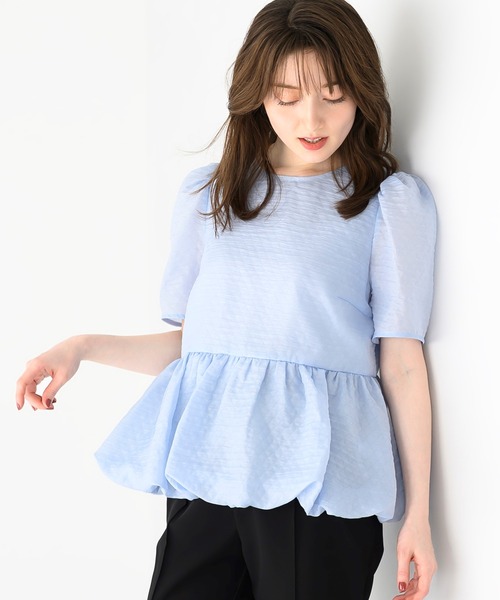 MISCH MASCH(ミッシュマッシュ)の「バルーンペプラムブラウス(シャツ/ブラウス・レディース・ホワイト/ブラック/ブルー・フリ-)」の5枚目の写真