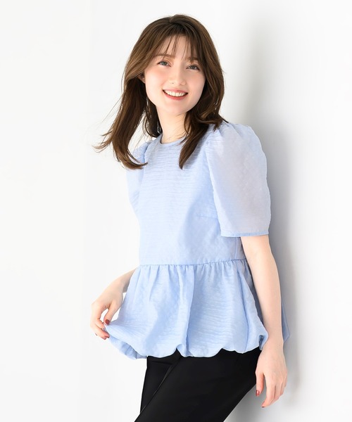 MISCH MASCH(ミッシュマッシュ)の「バルーンペプラムブラウス(シャツ/ブラウス・レディース・ホワイト/ブラック/ブルー・フリ-)」の6枚目の写真