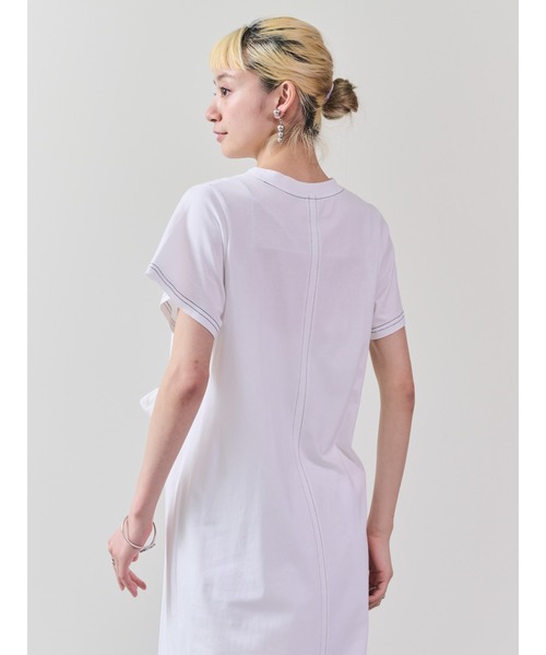 DOLLUPOOPS(ドールアップウップス)の「フロントリボン配色ステッチワンピース(ワンピース・レディース・ブルー/ブラック/カーキ/オフホワイト・38)」の10枚目の写真