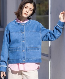 ROPE ノーカラージャケット 青 ROPÉ(ロペ) ノーカラージャケット通販｜J'aDoRe JUN ONLINE