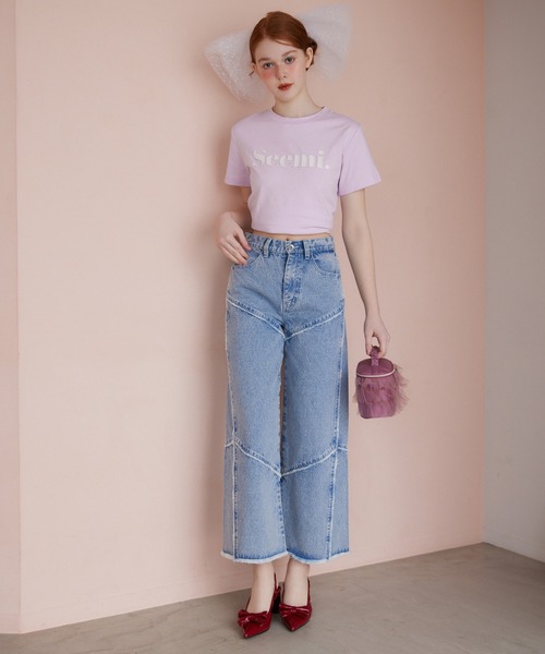 Seemi. byNICECLAUP（ シーミーバイナイスクラップ）の「【Seemi.】ワイドデニムパンツ（デニムパンツ・レディース・ネイビー/ブルー・SMALL/MEDIUM）」の2枚目の写真