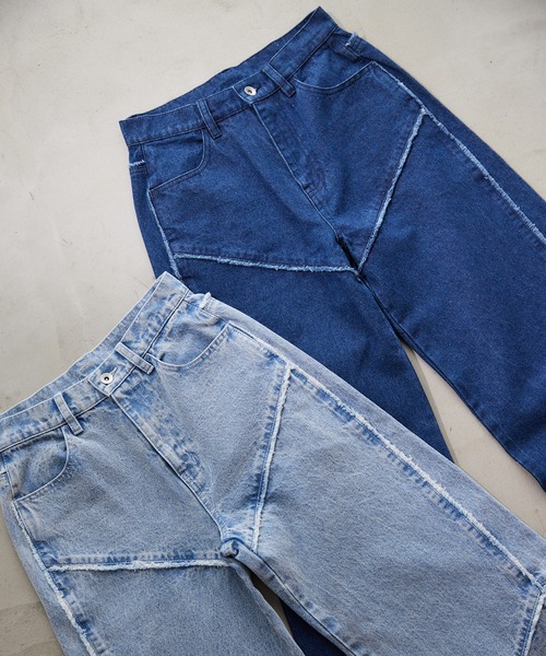 Seemi. byNICECLAUP（ シーミーバイナイスクラップ）の「【Seemi.】ワイドデニムパンツ（デニムパンツ・レディース・ネイビー/ブルー・SMALL/MEDIUM）」の13枚目の写真