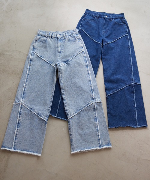 Seemi. byNICECLAUP（ シーミーバイナイスクラップ）の「【Seemi.】ワイドデニムパンツ（デニムパンツ・レディース・ネイビー/ブルー・SMALL/MEDIUM）」の14枚目の写真