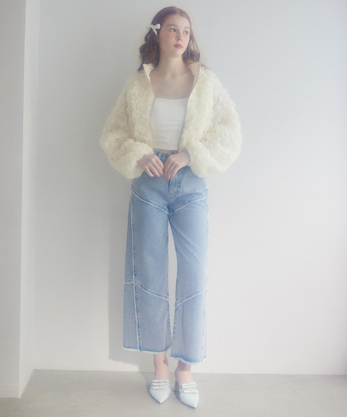 Seemi. byNICECLAUP（ シーミーバイナイスクラップ）の「【Seemi.】ワイドデニムパンツ（デニムパンツ・レディース・ネイビー/ブルー・SMALL/MEDIUM）」の18枚目の写真