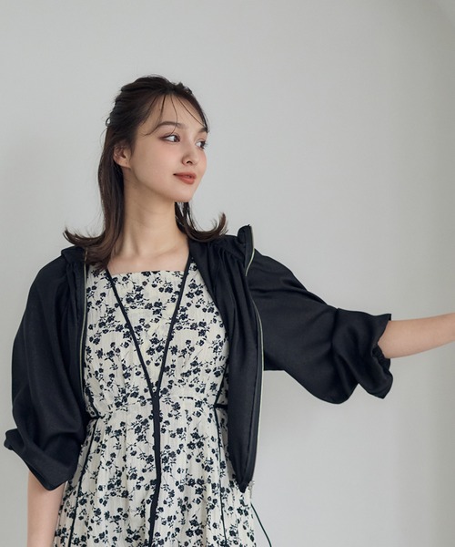 12Twelve Agenda（トゥエルブ　アジェンダ）の「シアーラメフーデッドブルゾン（ブルゾン・レディース・オフホワイト/ブラック/ライトグレー・M）」の12枚目の写真