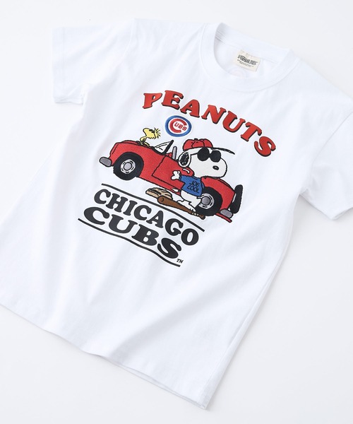 MLB（メジャーリーグベースボール）の「【PEANUTS×MLB】オリジナルデザイン KIDS Ｔシャツ ヤンキース ドジャース カブス 130 140 150 160 親子お揃いコーデ（Tシャツ/カットソー・キッズ・ホワイト系その他/ベージュ系その他/ホワイト系その他3/ブラック系その他3/ホワイト系その他2/ブルー系その他2・130cm/140cm/160cm/150cm）」の3枚目の写真