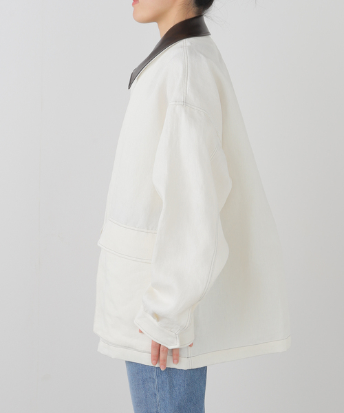 SEEALL（シーオール）の「SEEALL WORK JACKET SAU53 BL182：ジャケット（その他アウター・レディース・アイボリー・4）」の4枚目の写真