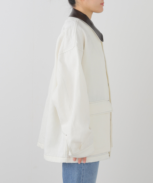 SEEALL（シーオール）の「SEEALL WORK JACKET SAU53 BL182：ジャケット（その他アウター・レディース・アイボリー・4）」の6枚目の写真