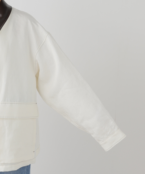 SEEALL（シーオール）の「SEEALL WORK JACKET SAU53 BL182：ジャケット（その他アウター・レディース・アイボリー・4）」の7枚目の写真
