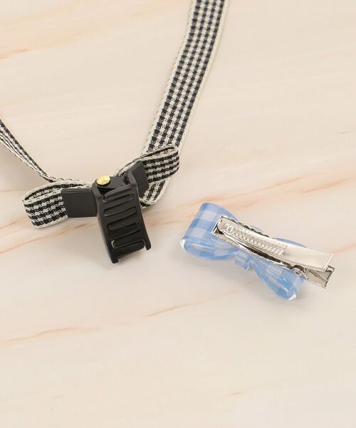 MAJESTIC LEGON（マジェスティックレゴン）の「ギンガムリボンヘアピンセット（ヘアピン・レディース・ブラック系その他/ブルー系その他2・FREE）」の7枚目の写真