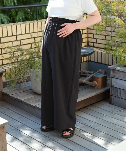 【産前・産後対応】 リネンライクシリーズ マタニティ ギャザーワイドパンツ セール】【産前・産後対応】《リネンライクシリーズ》マタニティ