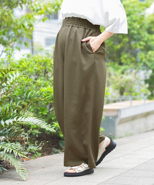 【産前・産後対応】 リネンライクシリーズ マタニティ ギャザーワイドパンツ セール】【産前・産後対応】《リネンライクシリーズ》マタニティ