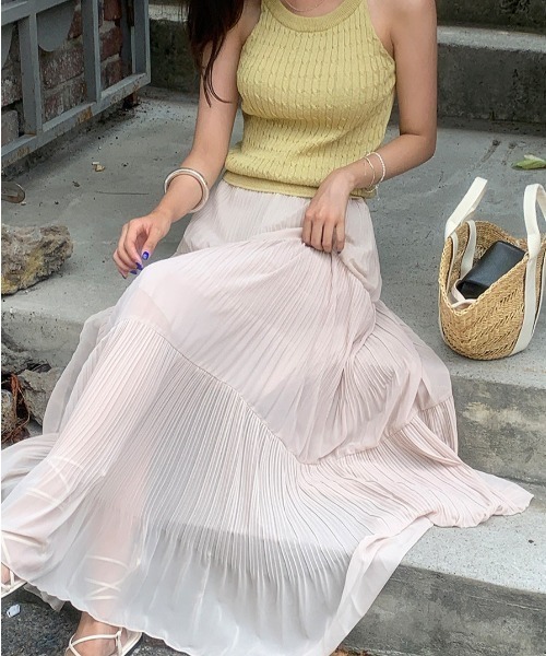 a lot of love（ア ロット オブ ラブ）の「細プリーツ シアーティアードスカート（スカート・レディース・ブラック/アイボリー・FREE）」の3枚目の写真