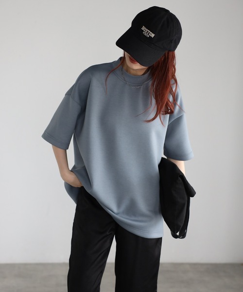 Fizz（フィズ）の「モックネックゆったりダンボール半袖Tee（Tシャツ/カットソー・レディース・ライトブルー/ブラック/ライトグリーン/アイボリー・M）」の18枚目の写真