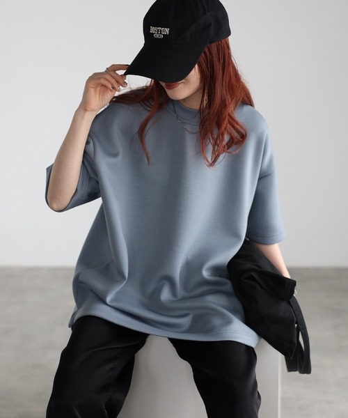 Fizz（フィズ）の「モックネックゆったりダンボール半袖Tee（Tシャツ/カットソー・レディース・ライトブルー/ブラック/ライトグリーン/アイボリー・M）」の20枚目の写真