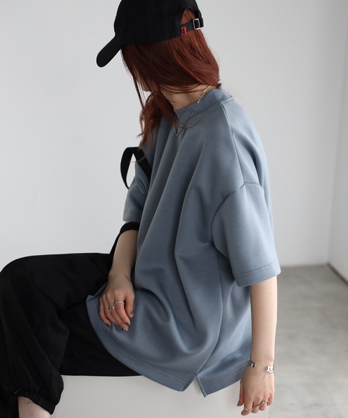 Fizz（フィズ）の「モックネックゆったりダンボール半袖Tee（Tシャツ/カットソー・レディース・ライトブルー/ブラック/ライトグリーン/アイボリー・M）」の19枚目の写真