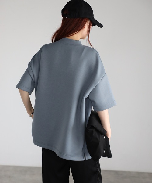 Fizz（フィズ）の「モックネックゆったりダンボール半袖Tee（Tシャツ/カットソー・レディース・ライトブルー/ブラック/ライトグリーン/アイボリー・M）」の17枚目の写真