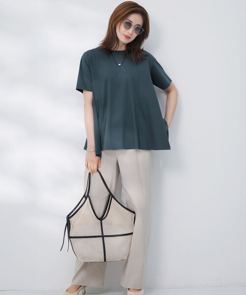23区 25ss 【GLOW6月号掲載】スムースデザイン フレア Tシャツ GLOW6月号掲載/汗じみ防止】スムースデザイン フレア Tシャツ