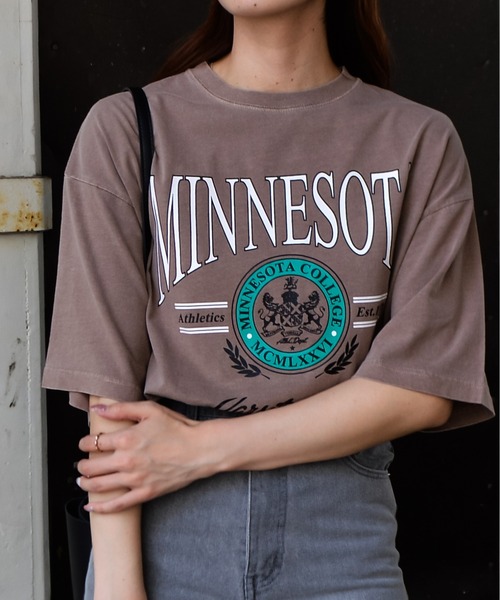 spiritoso(スピリトーゾ)の「【spiritoso】MINESOTAカレッジロゴTシャツ(Tシャツ/カットソー・メンズ・ホワイト系その他/ブラウン/チャコール・FREE)」の15枚目の写真